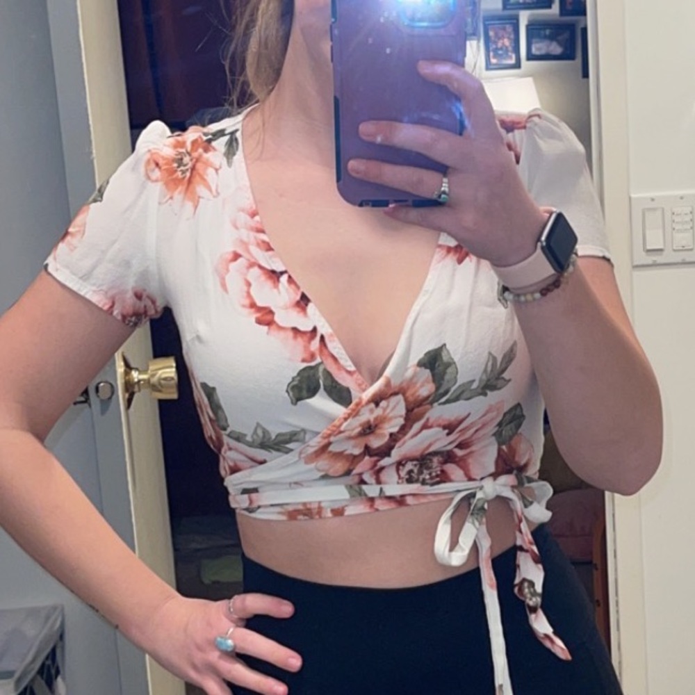 Pink Floral Tie Shirt